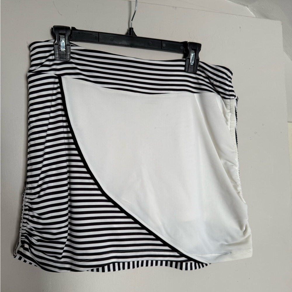 Swing Dish Striped Black & White Wrap-Front Women's Skirt